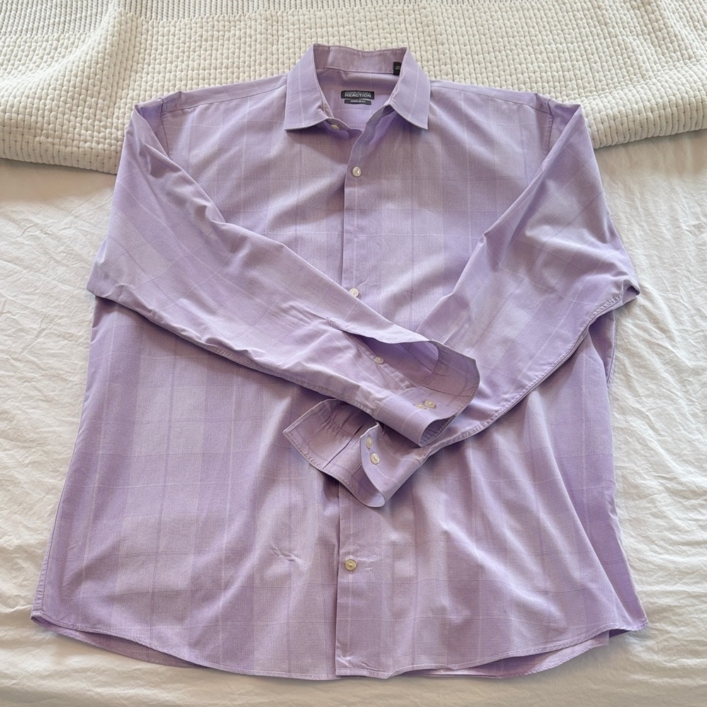 Kenneth Cole Reaction Lavender Dress Shirt; 17.5/ 34-35/ Regular Fit